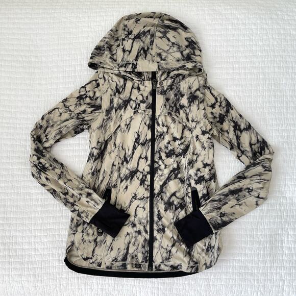 Lululemon Bring Back the Track Athletic Jacket in Cream and Black Tie Dye Size 4 - Picture 1 of 10